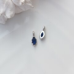 Подвеска Маркиз с синим фианитом, 14*5 мм, родий, П404