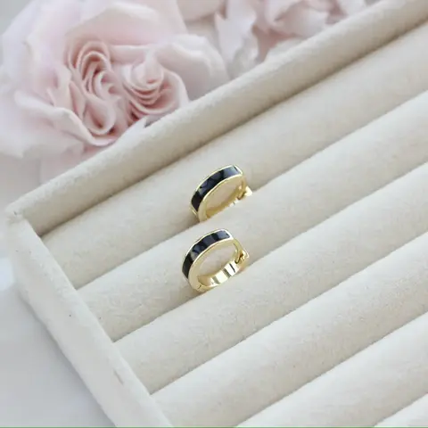 Швензы Конго с черной эмалью 14*4 мм, позолота, Ш032