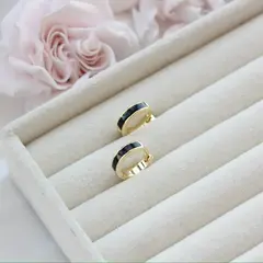 Швензы Конго с черной эмалью 14*4 мм, позолота, Ш032