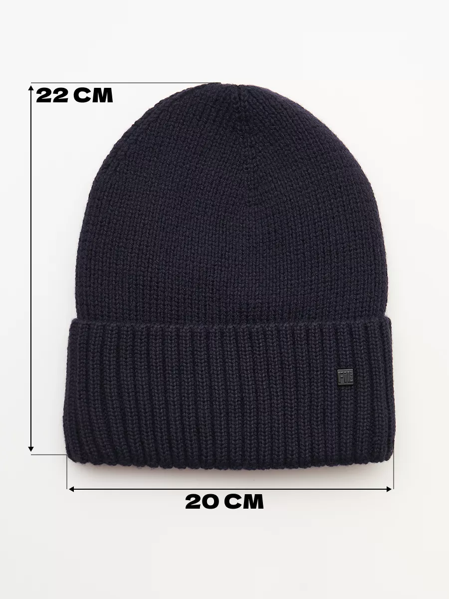 Шапка зимняя на флисе вязаная бини