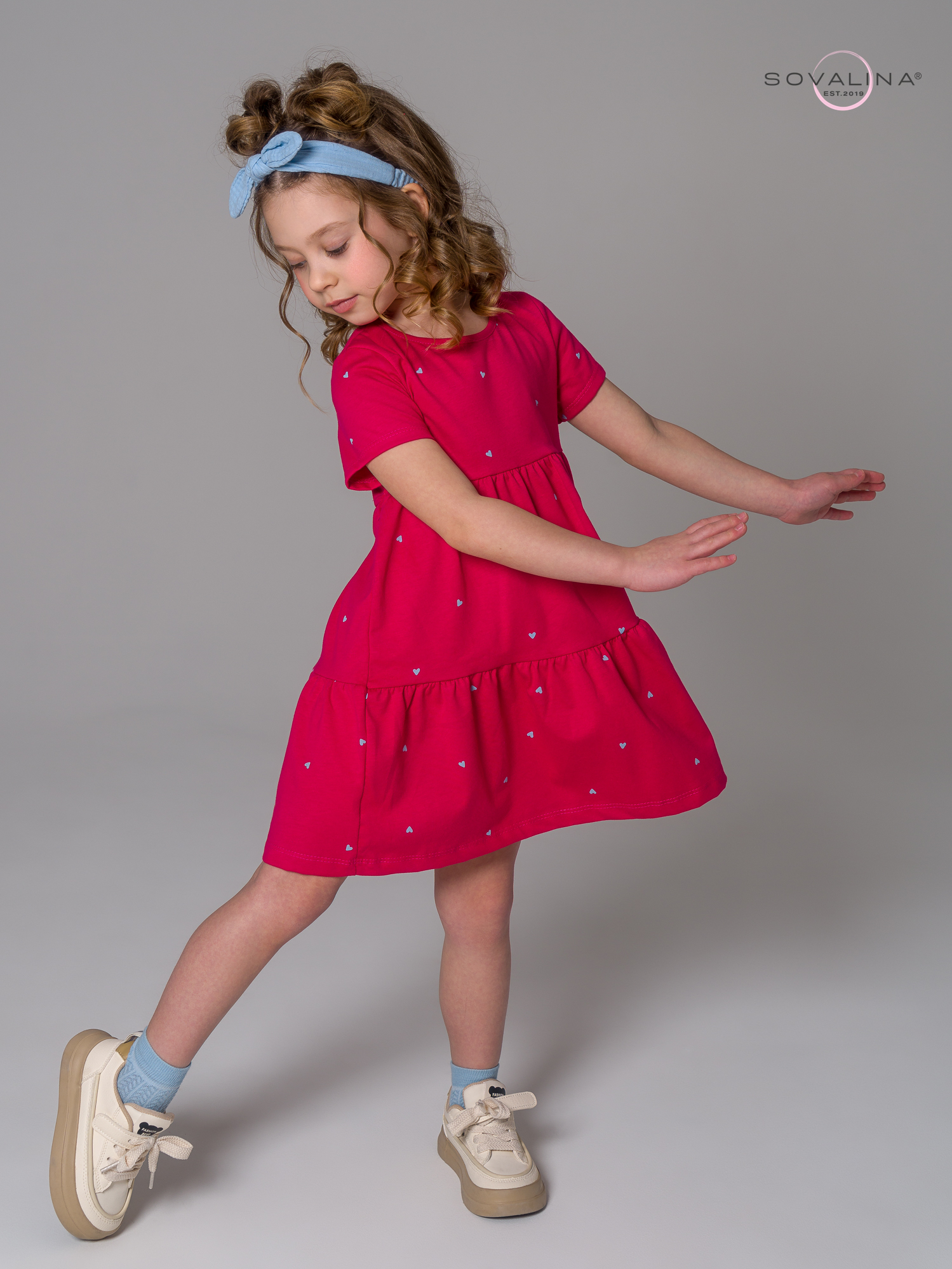 Платье Тия сердечки малина