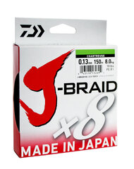 Купить шнур плетеный Daiwa J-Braid X8 150м 0,10мм флуор-желтая