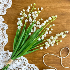 Ландыши искусственные из мягкого пластика, реалистичные, букет 4 ветки.