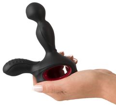 Черный вибромассажер простаты с нагревом и ротацией Prostate Plug - 14,5 см. - 