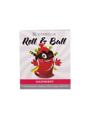 Стимулирующий презерватив-насадка Roll & Ball Raspberry - 