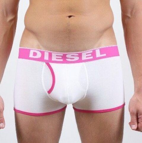 Мужские трусы боксеры белые с розовой резинкой Diesel White Pink Waistband Boxer