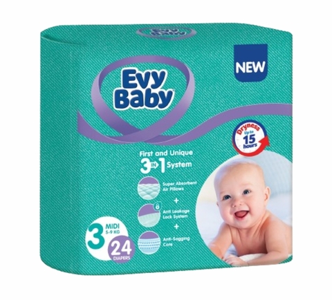 Подгузники EVY BABY Cream Maxi 24 шт 5-9 кг ТУРЦИЯ