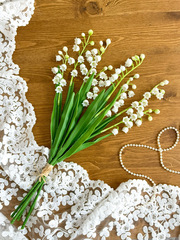 Ландыши искусственные из мягкого пластика, реалистичные, букет 4 ветки.