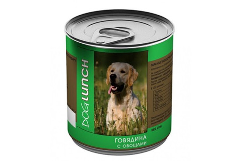 ДОГ ЛАНЧ консервы для собак (говядина с овощами) 750г