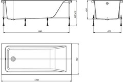 ВАННА АКРИЛОВАЯ ROCA EASY 170X75  с каркасом и сифоном