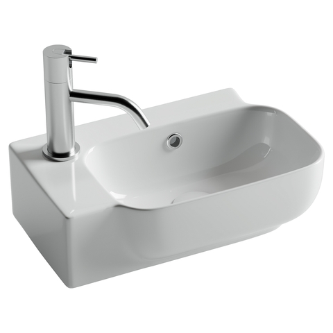 Ceramica Nova CN6074R Рукомойник подвесной прямоугольный 403*249*140, с отверстием под смеситель (чаша справа, отверстие под смеситель слева), с системой перелива, цвет белый
