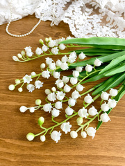 Ландыши искусственные из мягкого пластика, реалистичные, букет 4 ветки.