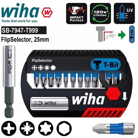 Набор бит FlipSelector T-Bit PH/PZ/TORX/HEX Impact 13шт Wiha SB-7947-T999 41826