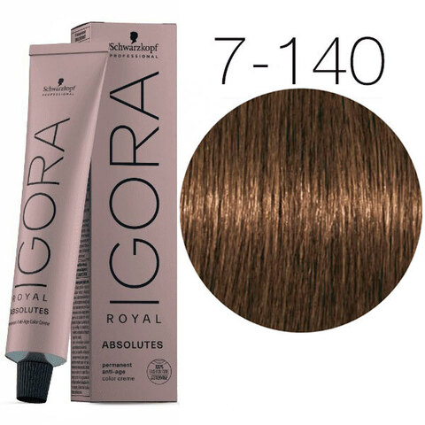 Schwarzkopf Igora Absolutes 7-140 (Средний русый сандрэ бежевый натуральный) - Стойкая крем-краска для окрашивания зрелых волос