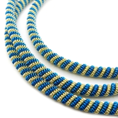 Канитель мягкая, витая KAN/DNA, 3,5 мм, матовый, золото и циан