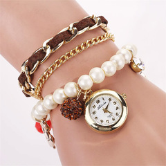 Купить Часы-браслет с жемчугом (темно-коричневый) в Магазине тельняшек