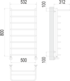 Полотенцесушитель Terminus Полка П8 500х800