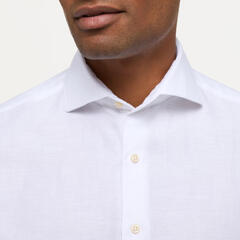 Сорочка мужская 1863 by Eterna Modern Fit 2355-XS82-00 из хлопка со льном белая