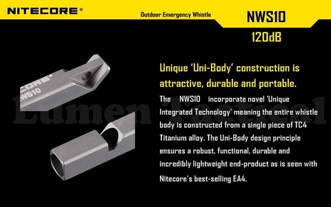 Брелок Nitecore NWS10 (11060) серебристый титан д.52мм ш.7мм в.7мм (доп.ф.:свисток)