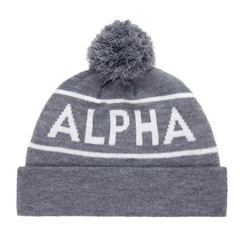 Шапка Alpha Industries Essential Pom Beanie Medium Charcoal Heather (Серая)