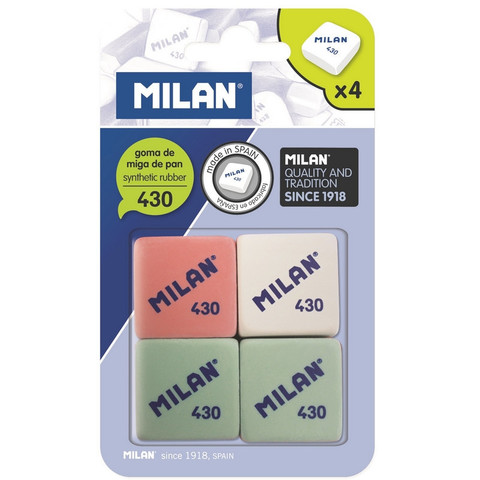 Ластик Milan 430 каучуковый 49х23х9 мм (4 штуки в упаковке)