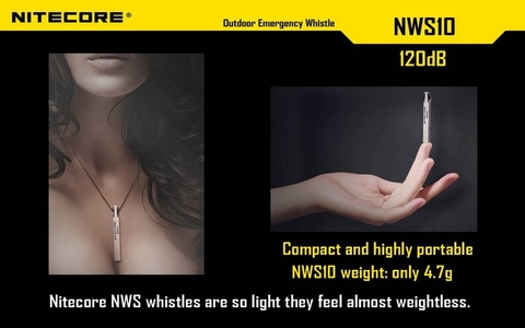 Брелок Nitecore NWS10 (11060) серебристый титан д.52мм ш.7мм в.7мм (доп.ф.:свисток)
