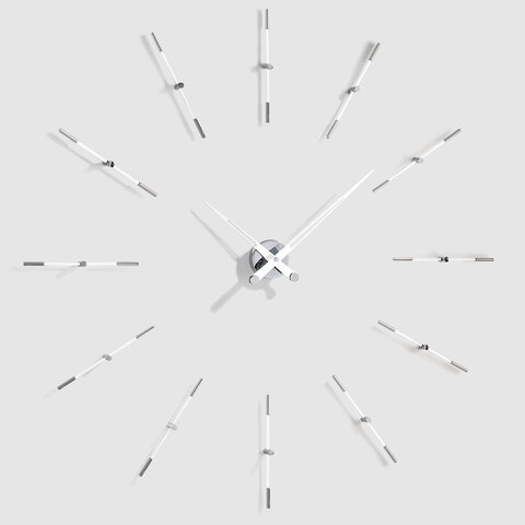 Часы Merlin 12 i WHITE, Nomon CHROME+WHITE (хром+белый лак). D=110см