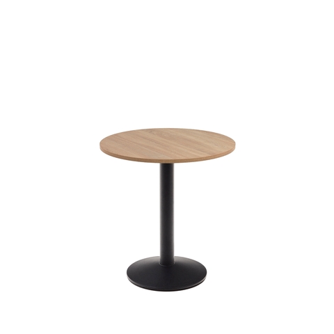 Esilda Круглый стол из меламина с натуральной отделкой и черной металлической ножкой Ø70x70
