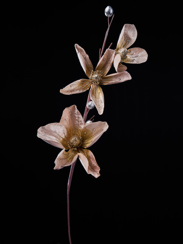 Веточка с цветком магнолии 64см ChristmasDeLuxe платина