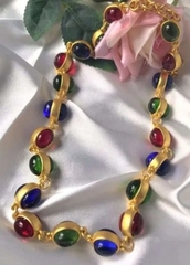 Колье-цепь в винтажном стиле с цветными вставками