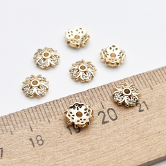 Шапочка, цвет золото, фианиты, размер 7,7*7,6*2,4 мм, цена за 1 шт