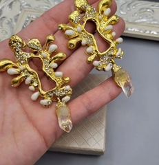 73346- Серьги ФОНТАН в стиле Schiaparelli с кристаллами