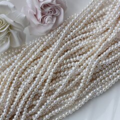 Жемчуг натуральный речной, круглый, 3-4 мм, 1 нить, Ж003