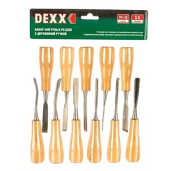 DEXX Мини, 11 предм., набор фигурных стамесок-резцов по дереву(1834-H11)