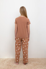 пижама  для девочки  КБ 2827/кофейный мусс,белый кролик