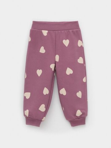 брюки  для девочки  КР 400849/темная орхидея,сердечки к589