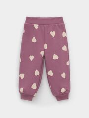 брюки  для девочки  КР 400849/темная орхидея,сердечки к589