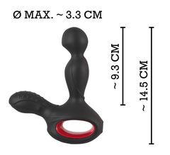 Черный вибромассажер простаты с нагревом и ротацией Prostate Plug - 14,5 см. - 