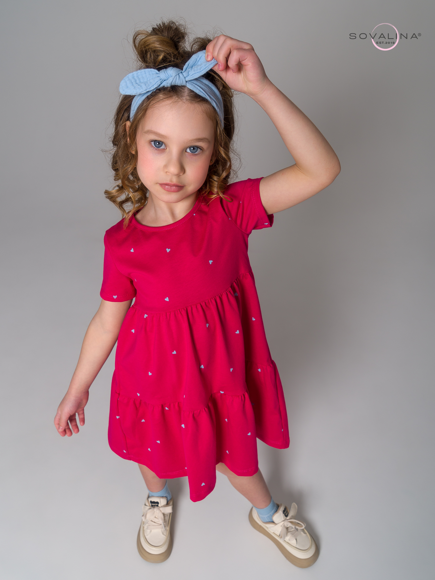 Платье Тия сердечки малина