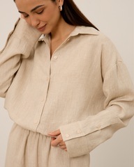 Рубашка 07, из 100% льна, бежевая