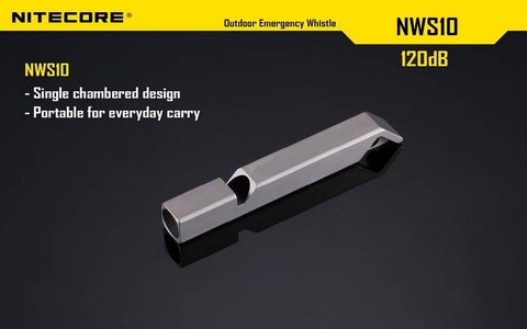Брелок Nitecore NWS10 (11060) серебристый титан д.52мм ш.7мм в.7мм (доп.ф.:свисток)