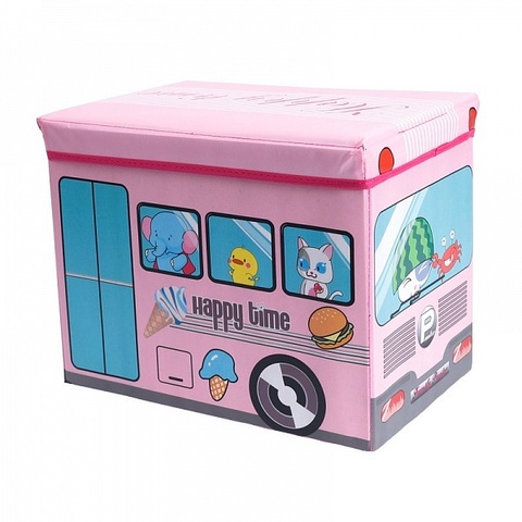 Коробка для хранения игрушек и вещей Blonder Home Trailer Happy Time Pink VAN/37