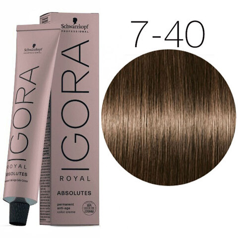 Schwarzkopf Igora Absolutes 7-40 (Средний русый бежевый натуральный) - Стойкая краска для окрашивания зрелых волос