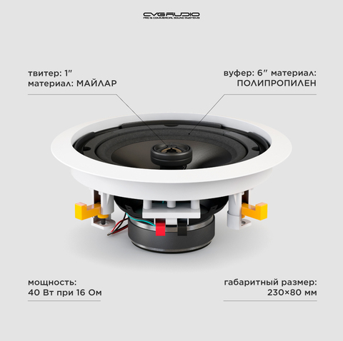 CVGAUDIO CRX616 Двухполосная коаксиальная встраиваемая в потолок акустическая система