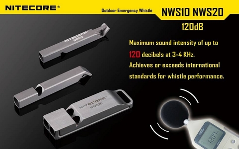 Брелок Nitecore NWS10 (11060) серебристый титан д.52мм ш.7мм в.7мм (доп.ф.:свисток)