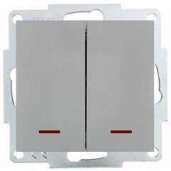 VESNA 742 3588 112 Выключатель двойной с подсветкой платина (механизм)