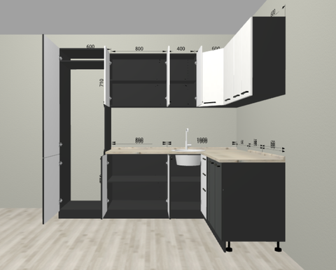угловой кухонный гарнитур АНТРАЦИТ 2,4*1,7 м
