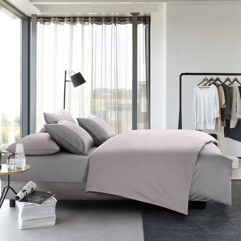 Постельное белье семейное Sharmes Dune серое/сиреневый туман