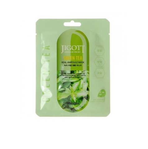 JIGOTT МАСКА АМПУЛЬНАЯ ДЛЯ ЛИЦА С ЭКСТРАКТОМ ЗЕЛЕТОГО ЧАЯ GREEN TEA REAL AMPOULE MASK, 27 ML