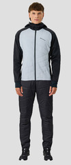 Премиальный костюм для лыж и зимнего бега Nordski Hybrid Hood Warm 2.0 Black-Grey